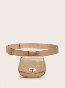 迷你鱷魚壓紋腰包可調整肩帶