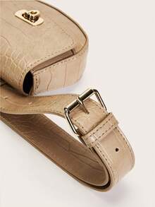 迷你鱷魚壓紋腰包可調整肩帶