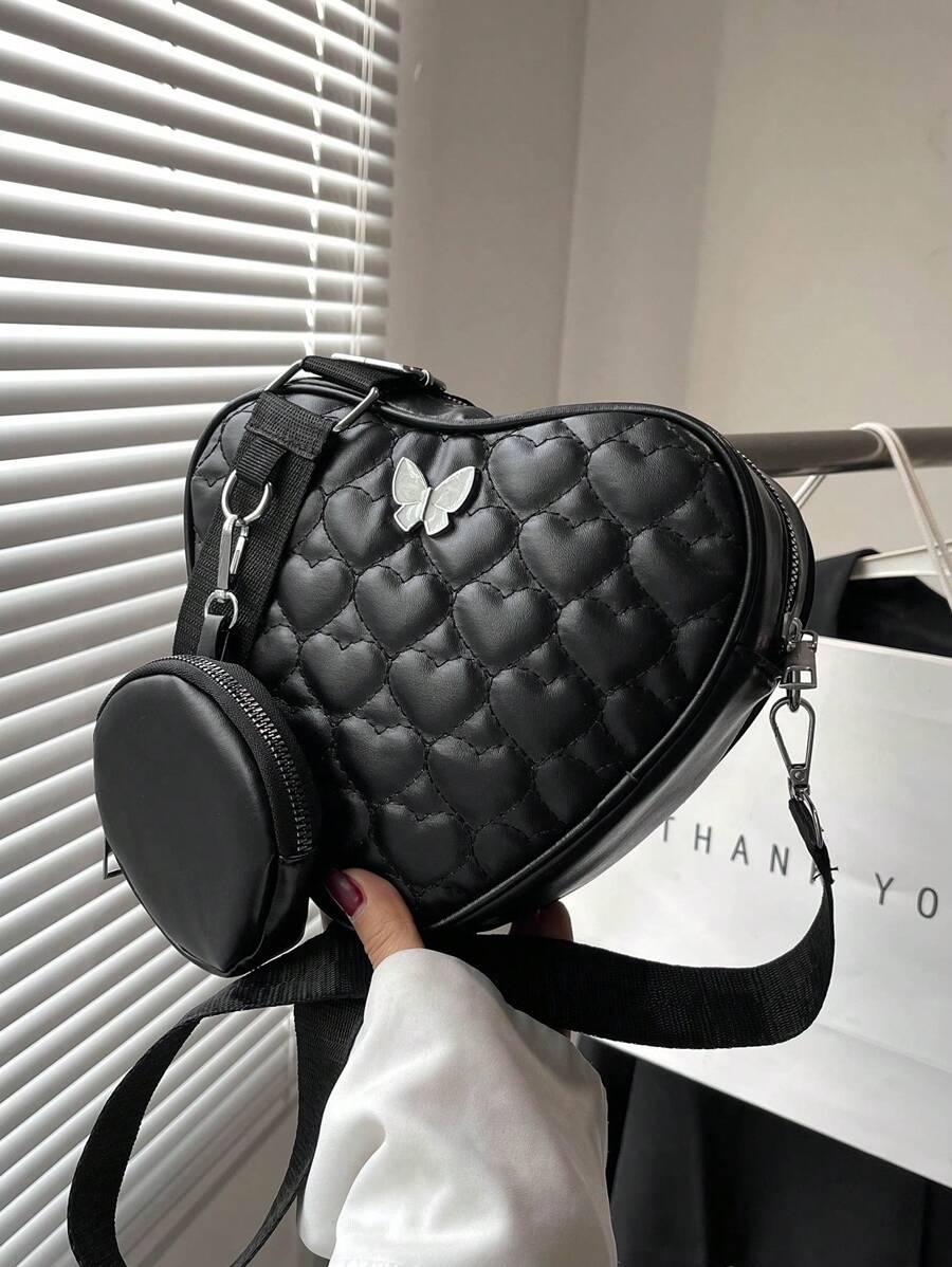 衍縫蝴蝶裝飾異形包帶零錢包