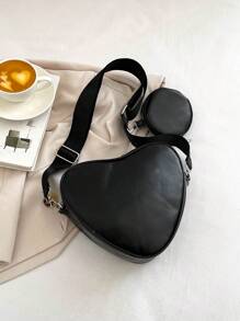 衍縫蝴蝶裝飾異形包帶零錢包 - 黑色 - 查看 8