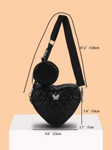 衍縫蝴蝶裝飾異形包帶零錢包 - 黑色 - 查看 6