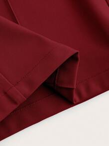 SHEIN MOD Solid Straight Leg Pants - Burgundy - View 4