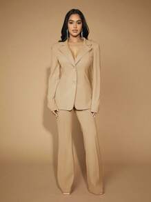 SHEIN SXY Commute Minimalist Office Old Money Simple Sexy And Elegant Black And White Polka Dot Women's Pants - Apricot - View 4