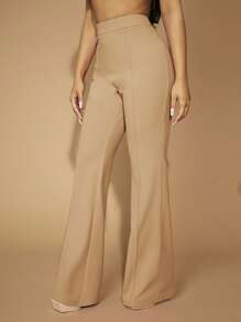 SHEIN SXY Commute Minimalist Office Old Money Simple Sexy And Elegant Black And White Polka Dot Women's Pants - Apricot - View 5