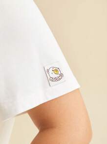 SHEIN X MOLANG Áo thun Plus size Thắt nơ trước Hoạt hình Lá thư Giải trí - Nhiều màu - Xem 5