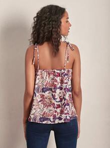 SHEIN Frenchy Áo khoác và áo lót dành cho xe tăng nữ Thắt nút Nút phía trước Nếp gấp Phần Ngực Bộ lạc Boho - Nhiều màu - Xem 2