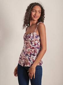 SHEIN Frenchy Áo khoác và áo lót dành cho xe tăng nữ Thắt nút Nút phía trước Nếp gấp Phần Ngực Bộ lạc Boho - Nhiều màu - Xem 5