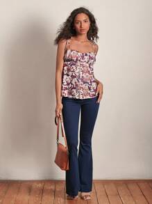 SHEIN Frenchy Áo khoác và áo lót dành cho xe tăng nữ Thắt nút Nút phía trước Nếp gấp Phần Ngực Bộ lạc Boho - Nhiều màu - Xem 6