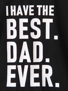 SHEIN Tops con trai lớn Slogan Giải trí - màu đen - Xem 4