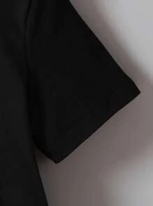 SHEIN Tops con trai lớn Slogan Giải trí - màu đen - Xem 5