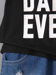 SHEIN Tops con trai lớn Slogan Giải trí - màu đen - Xem 6