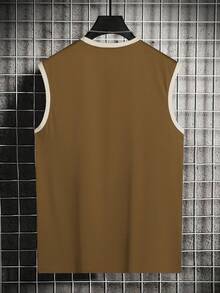 Manfinity Homme Men Contrast Binding Tank Top - Coffee Brown - View 2