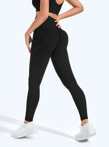 Easithlete スポーツスタジオ レディース ハイウエスト シームレス スリムレギンス - 弾力性のある柔らかな触り心地の通気性抜群4方向ストレッチ素材、ランニング、サイクリング、ヨガ、ピックルボール、エクササイズ、カジュアルに使えます - ブラック - チェックする 2