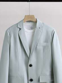 Manfinity Hypemode Hombres Pantalones con blazer unicolor con botón - Gris - Ver 7