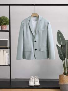 Manfinity Hypemode Hombres Pantalones con blazer unicolor con botón - Gris - Ver 8