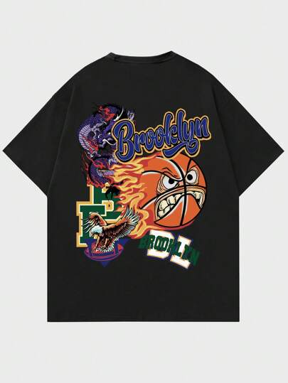 Street Life Guys Letter & Cartoon Graphic Tee