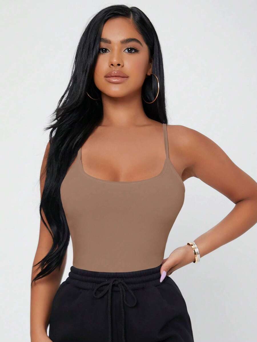 SHEIN PETITE Women Tank Tops & Camis - Mocha Brown - View 1