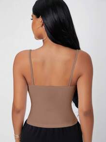 SHEIN PETITE Women Tank Tops & Camis - Mocha Brown - View 2
