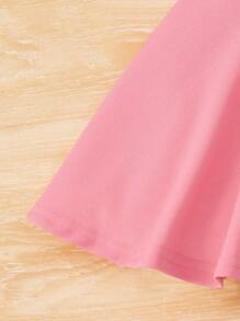 SHEIN Baby Girl One Shoulder Scallop Edge Dress - Comfortable, Cute And Sweet, Suitable For Summer - Hot Pink - View 4
