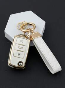 1set Car Key Case & Keychain Compatible With Volkswagen, Key Fob Cover - Multicolor - View 7