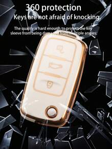 1set Car Key Case & Keychain Compatible With Volkswagen, Key Fob Cover - Multicolor - View 9