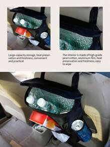 1pc Car Seat Back Heat Preservation Storage Bag - Black - View 5