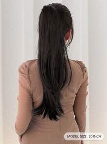Medium Straight Ponytail Synthetic Hair Extension - Brown - View 2