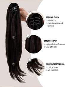 Medium Straight Ponytail Synthetic Hair Extension - Brown - View 4