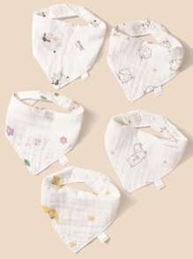 4 piezas Bebé babero pañuelo con estampado de dibujo animados al azar - Multicolor - Ver 6