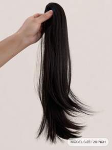 Medium Straight Ponytail Synthetic Hair Extension - Brown - View 5