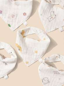 4 piezas Bebé babero pañuelo con estampado de dibujo animados al azar - Multicolor - Ver 7