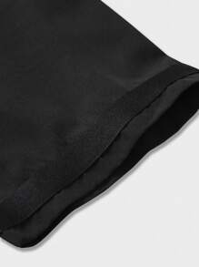 ROMWE MEN Prep Guys Letter Baseball Neck Shirt & Drawstring Shorts - Black - View 5