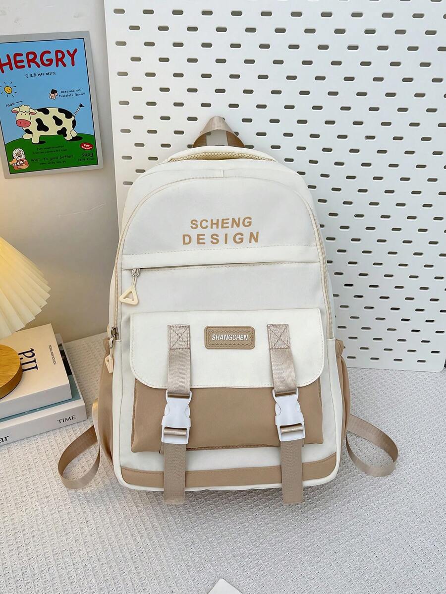 Schoolbag Học sinh trung học Portable Dung lượng lớn Ba lô Học sinh - trắng - Xem 1
