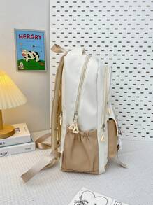 Schoolbag Học sinh trung học Portable Dung lượng lớn Ba lô Học sinh - trắng - Xem 5