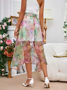 GENKIRA Váy nữ Bất đối xứng Cà vạt nhuộm In ngẫu nhiên Giải trí - Nhiều màu - Xem 3