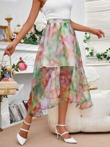 GENKIRA Váy nữ Bất đối xứng Cà vạt nhuộm In ngẫu nhiên Giải trí - Nhiều màu - Xem 4