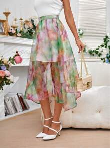 GENKIRA Váy nữ Bất đối xứng Cà vạt nhuộm In ngẫu nhiên Giải trí - Nhiều màu - Xem 5