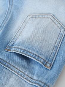 小男童破洞抽鬚漂白水洗牛仔短褲 - 淺色水洗藍 - 查看 3