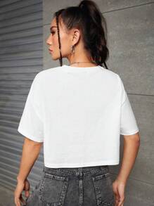 Marina Oliveira 蝴蝶圖案落肩袖短款T恤 - 白色 - 查看 4