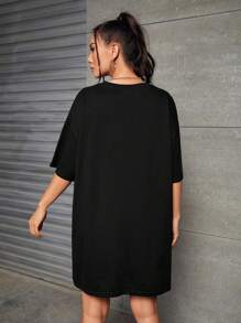 VERTIGO222 Đầm Con số Lá thư Giải trí - màu đen - Xem 3