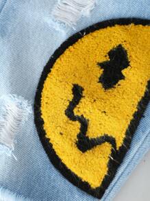 Toddler Boys Expression Print Ripped Frayed Bleach Wash Jeans - Light Wash - View 6