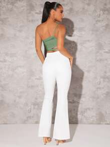 SHEIN BAE 單肩鏤空側收褶短款上衣 - 薄荷綠 - 查看 4