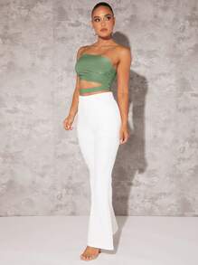 SHEIN BAE 單肩鏤空側收褶短款上衣 - 薄荷綠 - 查看 6