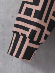 SHEIN 男童休闲宽松街头风针织卡其色卫衣，几何图案印花，秋冬款 - 彩色 - 查看 5