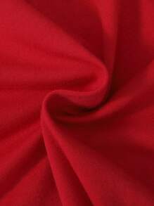 SHEIN 男童休閒運動可愛漢堡標語圖案印花寬鬆圓領短袖T恤夏秋季 - 紅色 - 查看 5