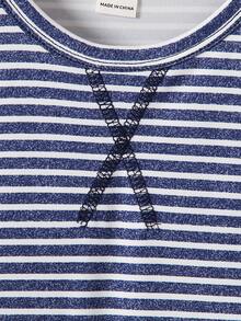 Toddler Boys Striped Print Tee - Blue and White - View 5