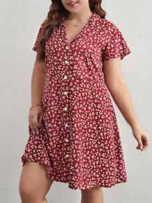 SHEIN Frenchy Đầm Plus Size Nút phía trước Họa tiết hoa Boho - Nhiều màu - Xem 5