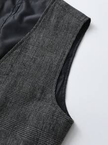 Manfinity Mode 男士1入組格紋馬甲和1入組西裝褲套裝 - 深灰色 - 查看 3