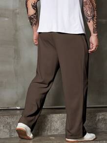 Manfinity Homme Quần Nam Dây kéo Đắp vá Lá thư Loại bướm Giải trí - màu nâu - Xem 2