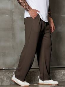 Manfinity Homme Quần Nam Dây kéo Đắp vá Lá thư Loại bướm Giải trí - màu nâu - Xem 3